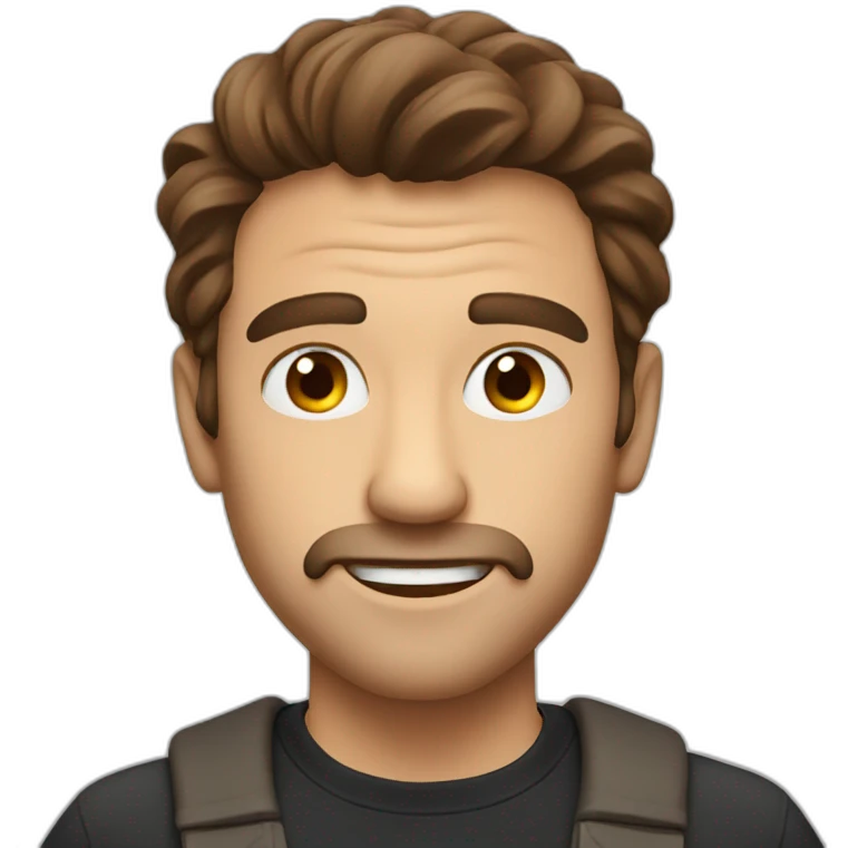 crazy man. Brown hair around face  emoji