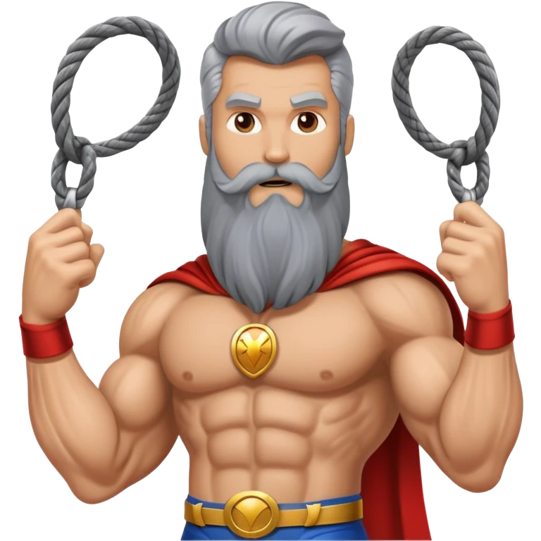 superhero with long beard using it as a lasso to catch villains emoji