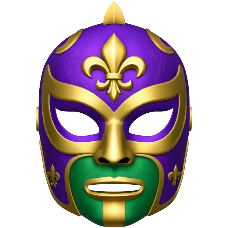 Louisiana themed luchador mask with fleur-de-lis and Mardi Gras colors emoji