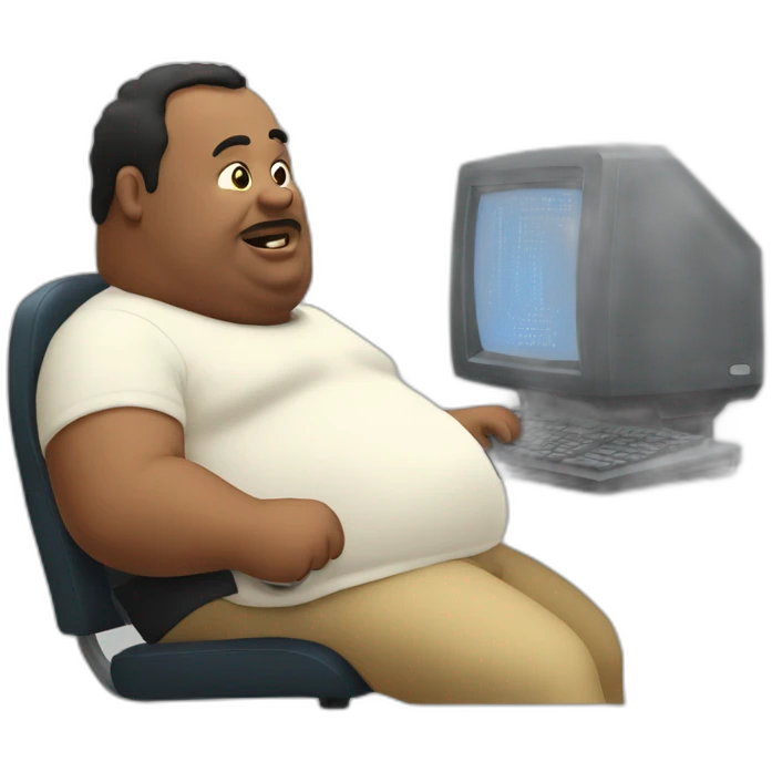 fat man using a computer emoji