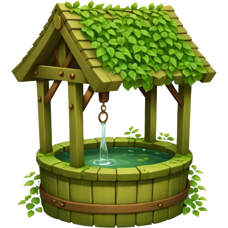 Wishing well covered in green vines emoji