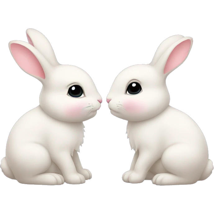 Two cute bunnies are kissing emoji