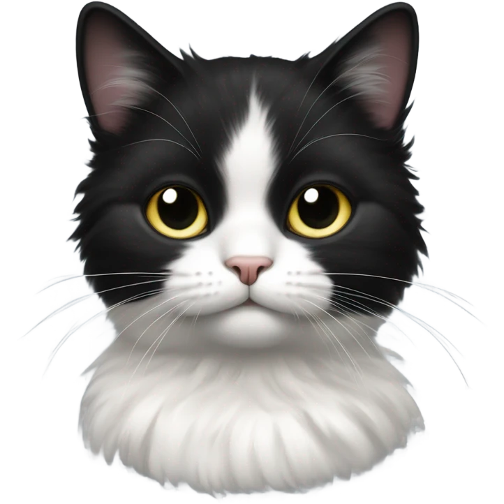 A black and white cute cat emoji