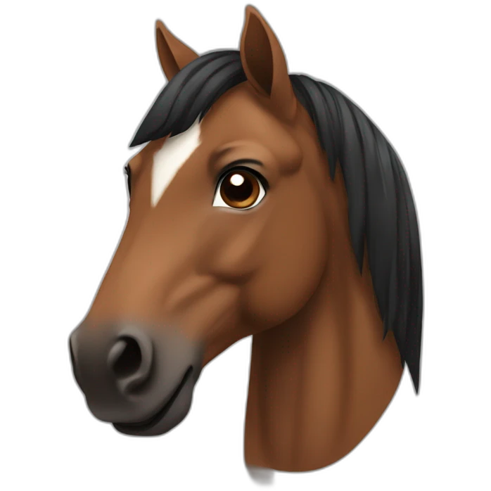 Brown horse with black hairs From the front emoji
