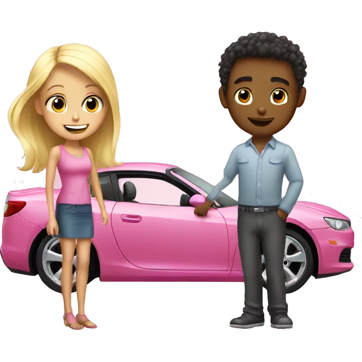 boy buying blonde girl pink car emoji