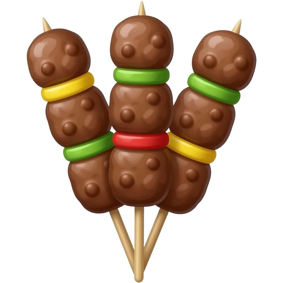 zou je op 1 stokje 3 satétjes zonder saus emoji