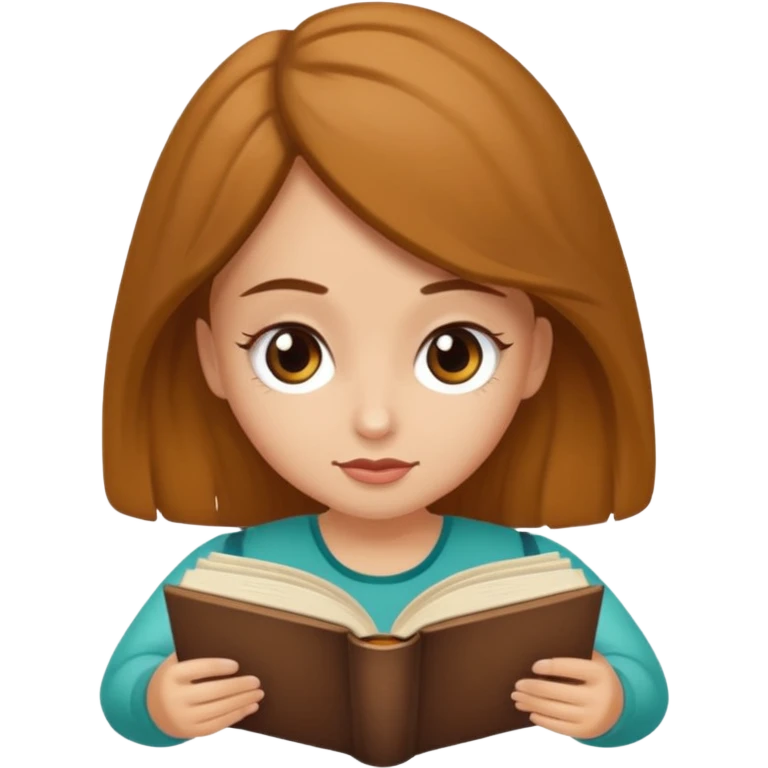 Una chica sentada en un puff leyendo un libro emoji