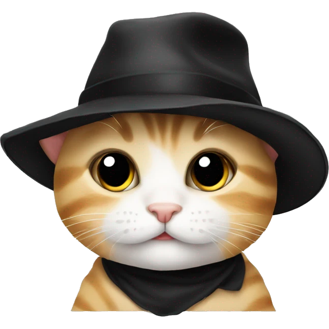 A baby cat whit a black hat emoji