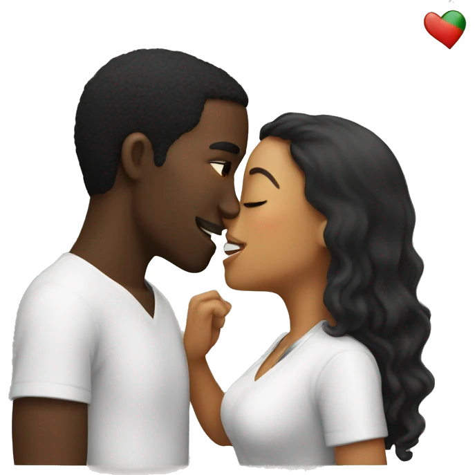 Black girl, kissing a Mexican guy emoji