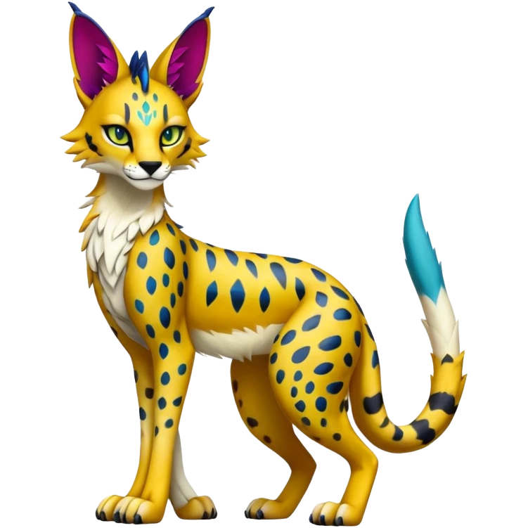 Anthro Epic Edgy Colorful Sergal-Serval-Vernid full body emoji
