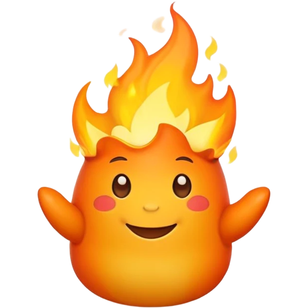 cute flame character with stubby hands emoji