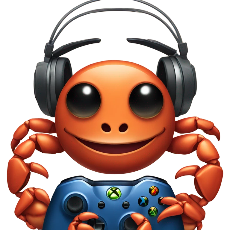 crab in a gaming headset holding xbox controller  emoji