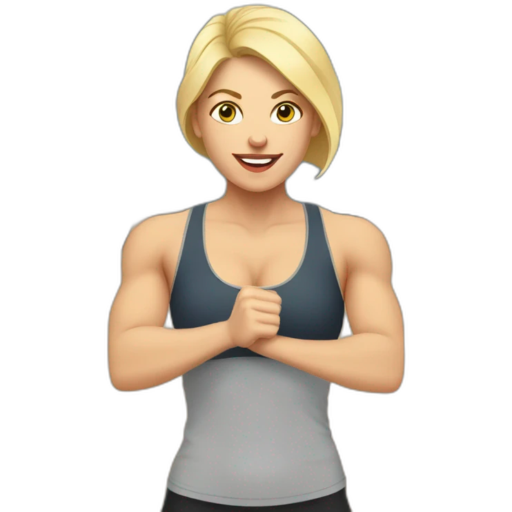 strong white woman working out in the fitness room emoji