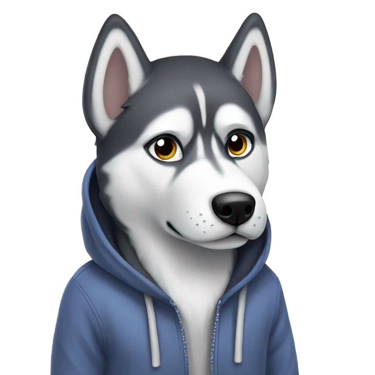 Husky wearing hoodie emoji