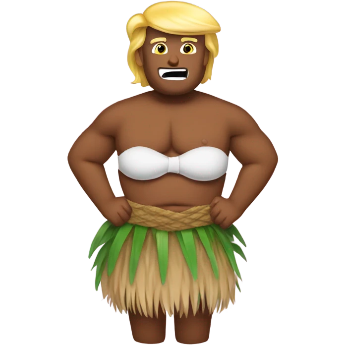 Trump wearing a hula skirt and coconut bra emoji