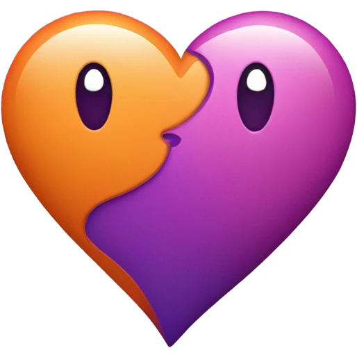 Orange heart & pink heart turning purple emoji