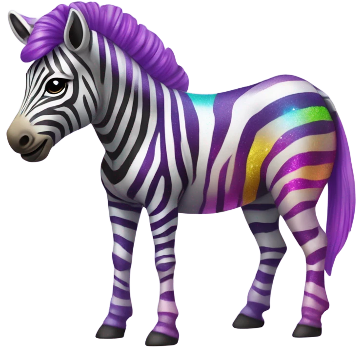 Lisa frank rainbow zebra with glitter purple stripes emoji