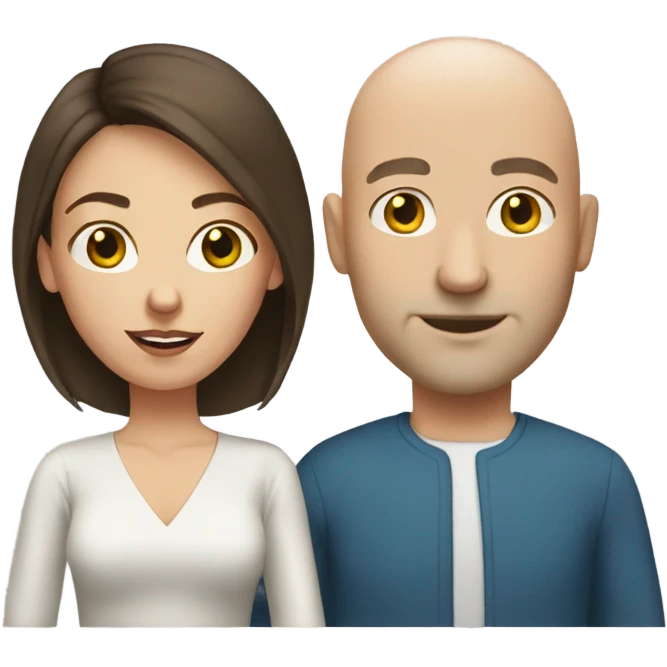 Bald white man with brunette woman emoji