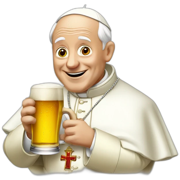 Pope drinking beer emoji