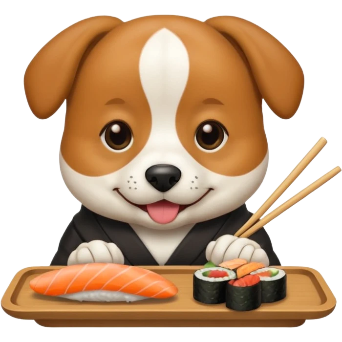 Chien qui mange des sushis  emoji