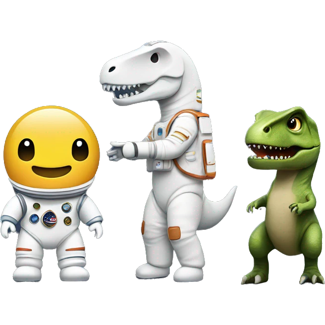 astronaut, t-rex and toy solider emoji