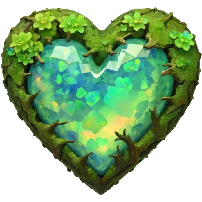 mossy heart shaped natural rough opal emoji