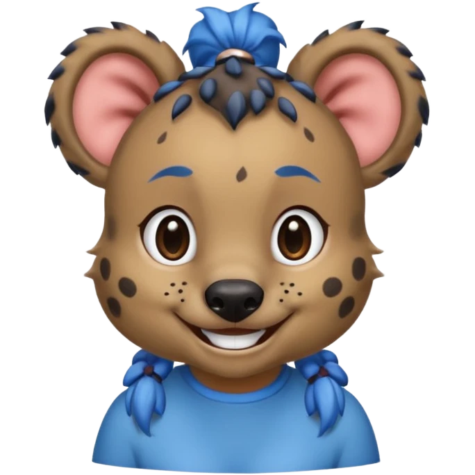 hyena with blue pigtail buns emoji