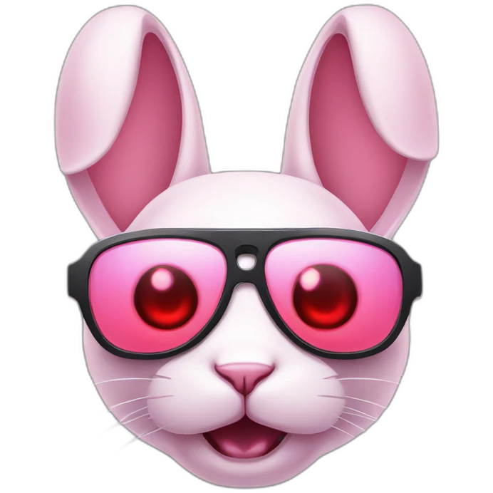 A ferocious pale pink rabbit with red eyes cyberpunk sunglasses emoji