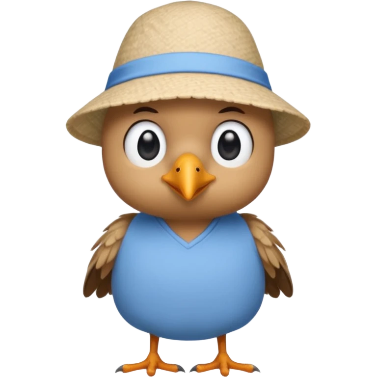 A bird that has a pillow hat and has a blue summer shirt emoji