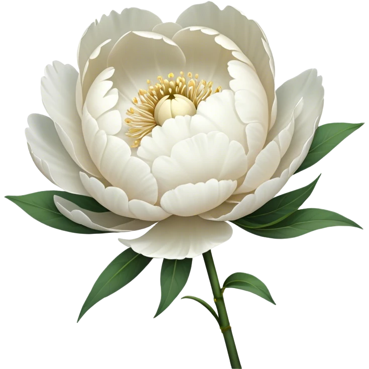 single white Peony, straight stem emoji