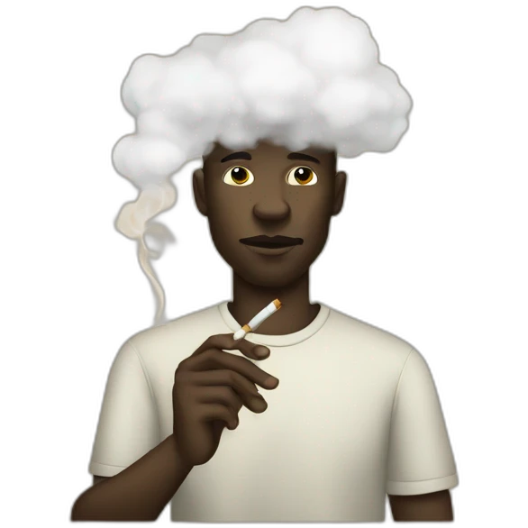 Black men high smoking a joint emoji