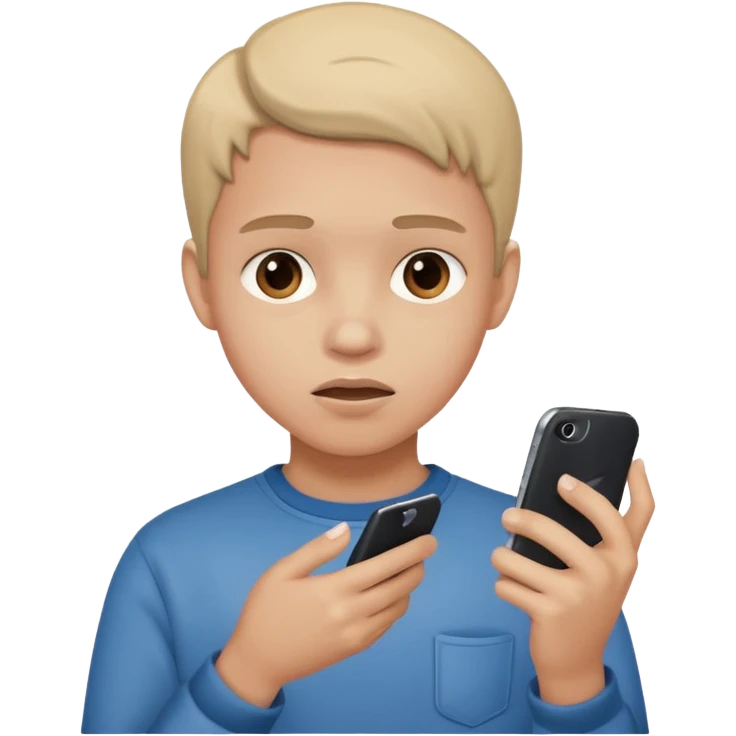 teenager holding a phone with a dramatic face emoji