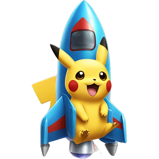 PikaChu on rocket emoji