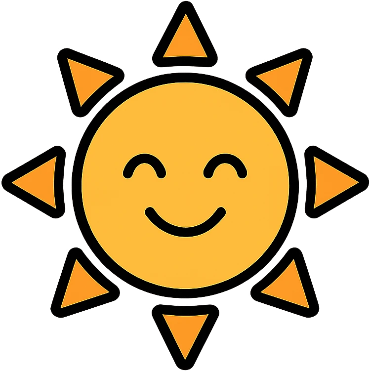 smiling sun color outline icon emoji