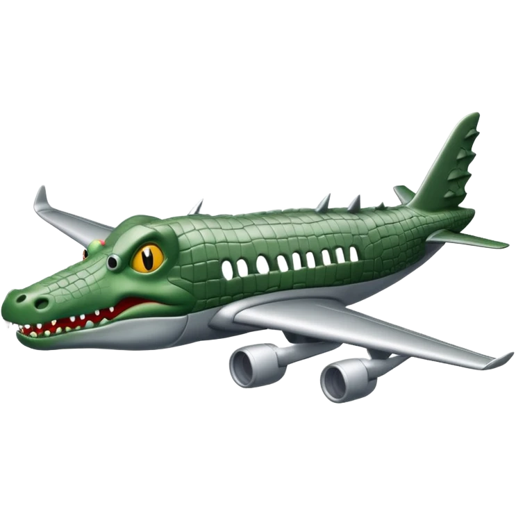 gray plane with a crocodile head emoji