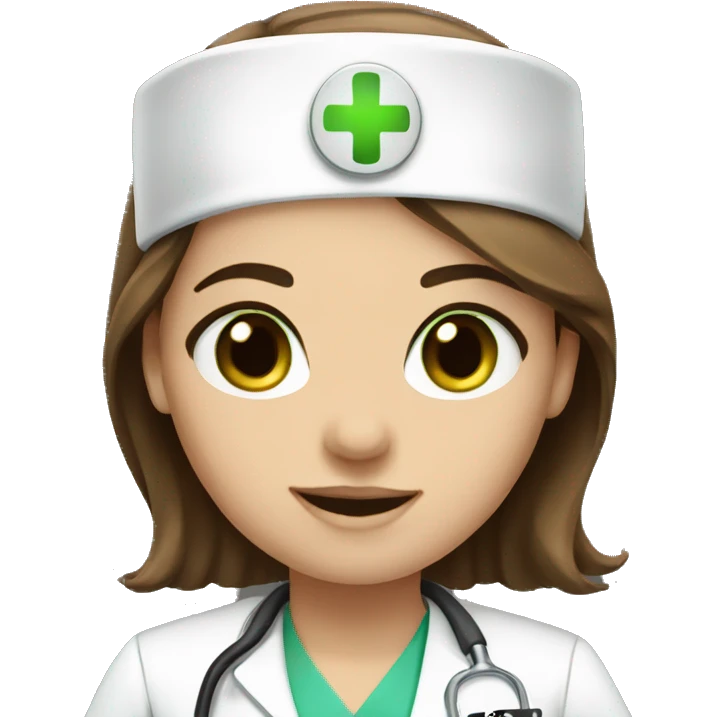 nurse brown hair green eyes emoji