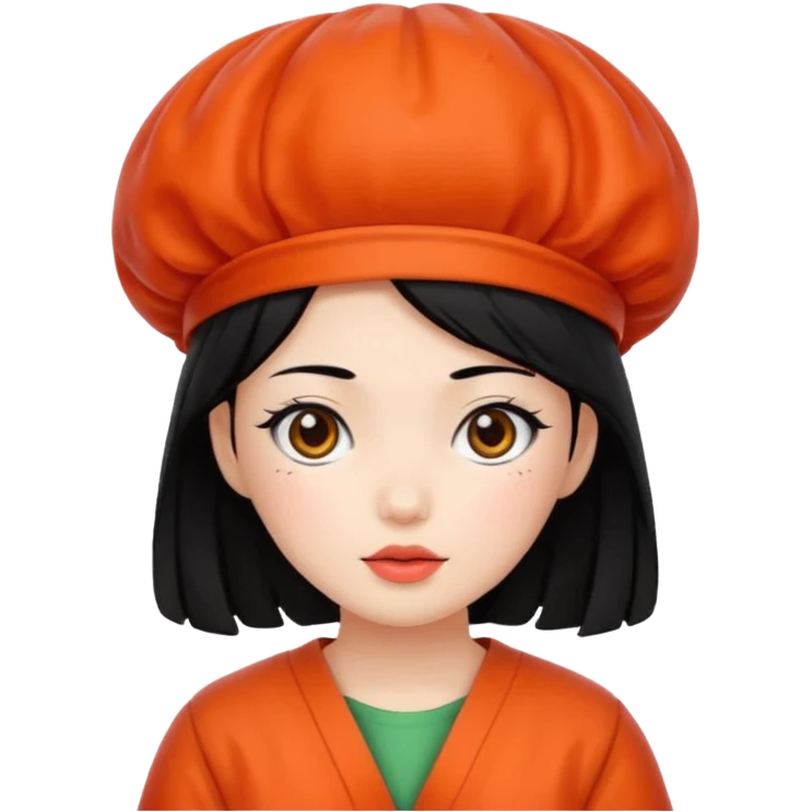 Wearing kimchi girl with black hair emoji