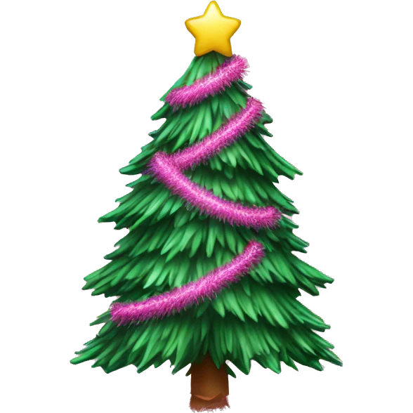 christmas tree with pink tinsel emoji
