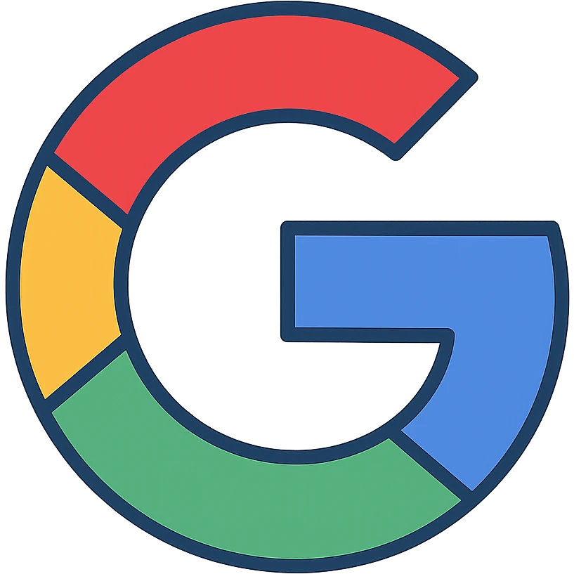 Google icon, flat, simple, modern, with the signature red, blue, yellow, and green colors, minimalistic, suitable for app or website use emoji