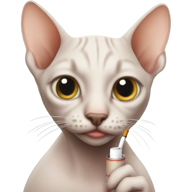 A hairless cat smoking  emoji