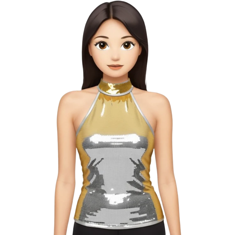 halter neck tank top with gold and silver sequins emoji