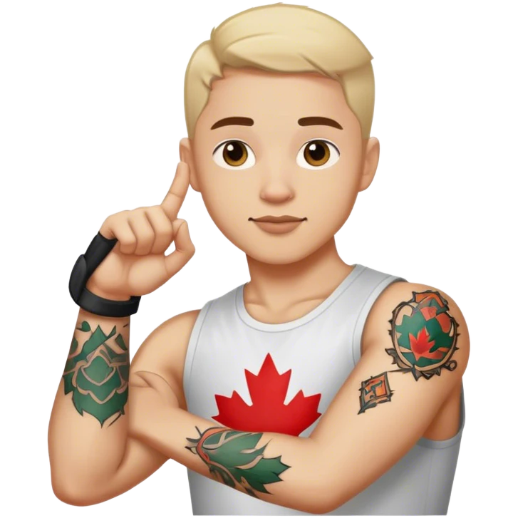 arm with an elbow up and a canadian tattoo emoji
