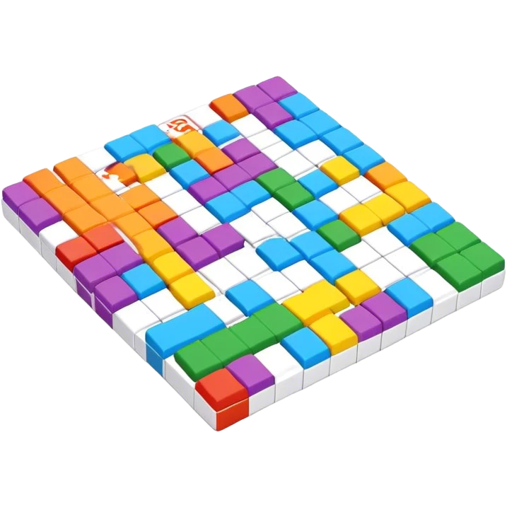 A photorealistic icon with a colorful, fragmented crossword magazine, a 3D puzzle, and a partially completed puzzle on a table. Bright, detailed design with realistic lighting. Transparent background, clearly symbolizing puzzles and brain games. emoji