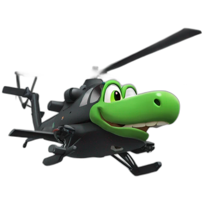 black Yoshi in an attack helicopter emoji