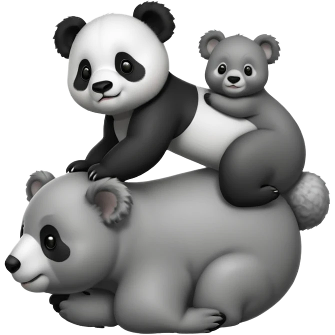one Small Panda riding one big koala’s back emoji