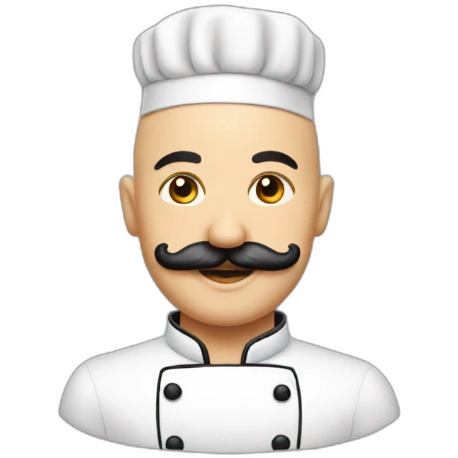 Bald chef moustache tattoos emoji