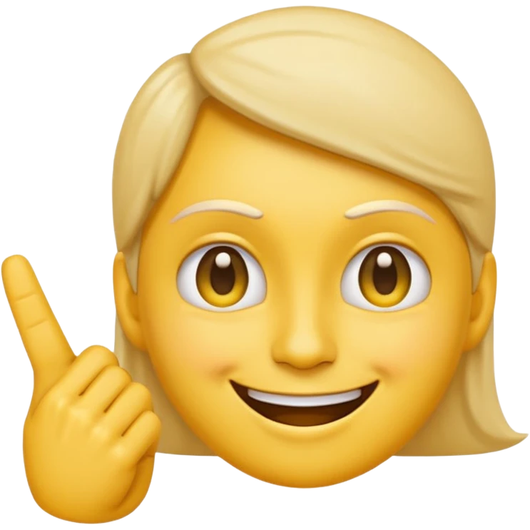 stylized emoji of a face smiling while making a finger gun gesture to its temple emoji