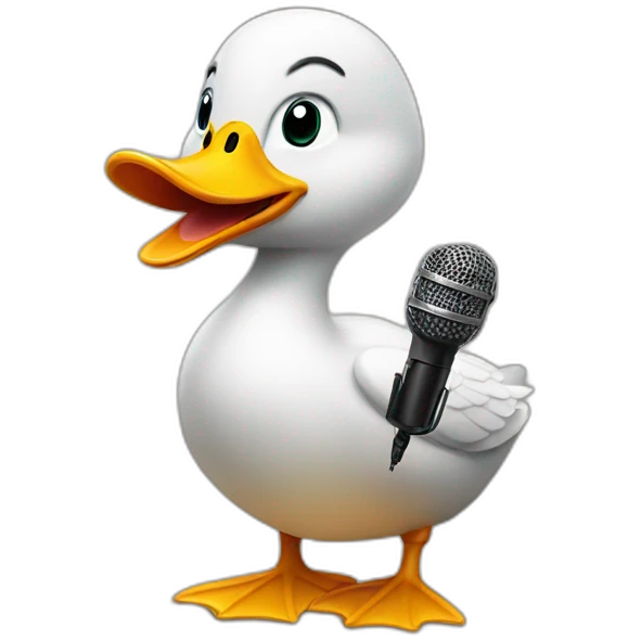 Duck with the microphone emoji