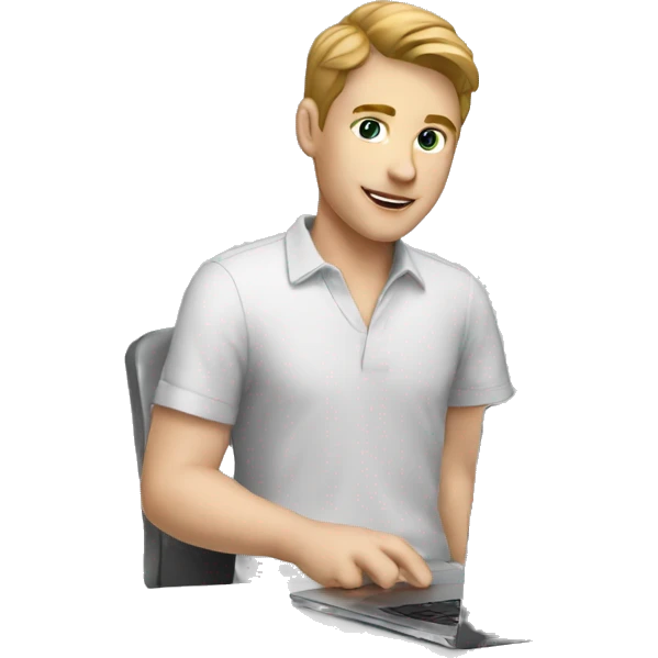 WHITE BOY EDITOR WITH LAPTOP, PNG emoji