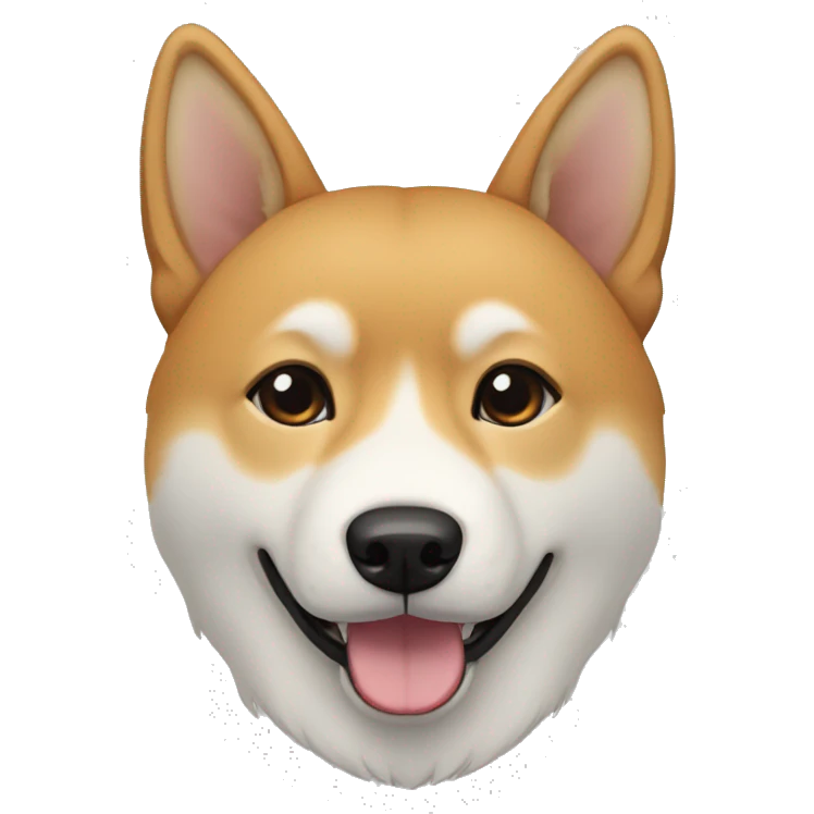 jindo dog with white whiskers on one side and black on the other side emoji